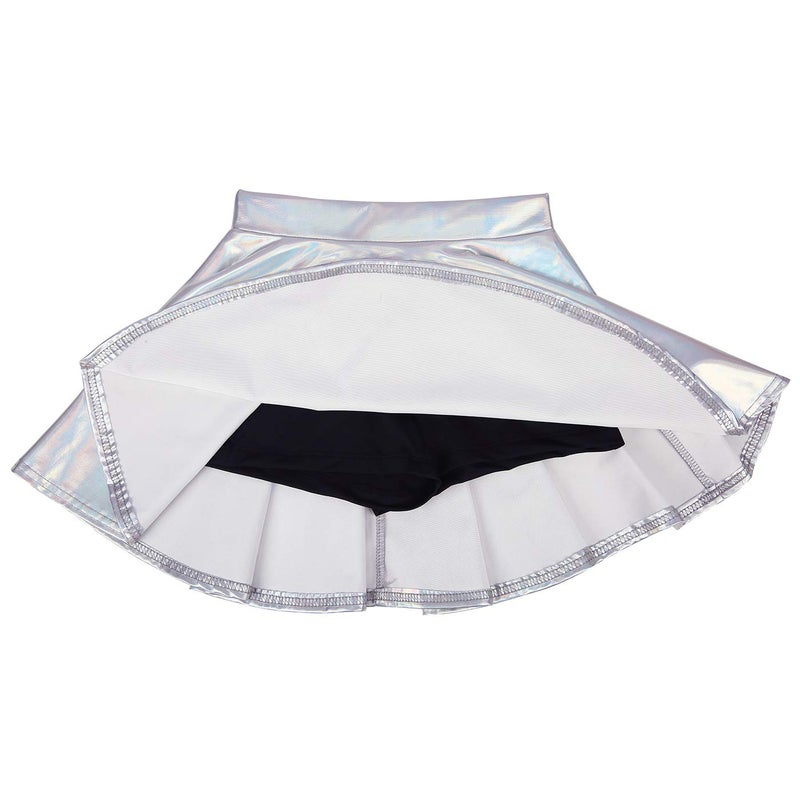 HDE Girl's Metallic Skater Skort Dance Athletic Shiny Holographic Scooter Skirt Holographic - 14-16 - Image 3